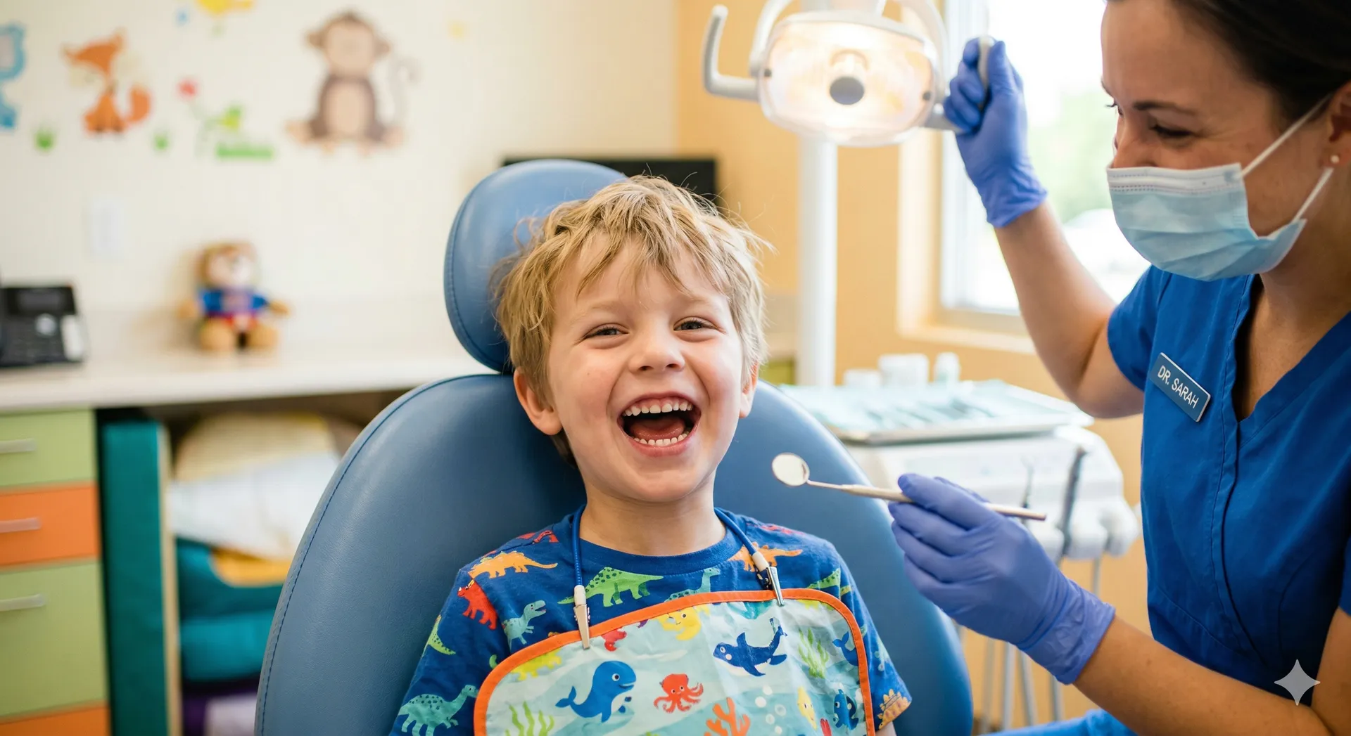 Child smiling at dentist